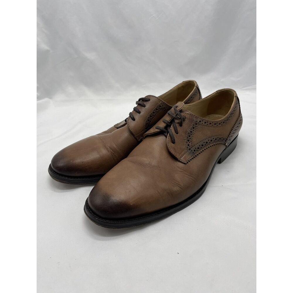 Martin Dingman Oxford Mens Size 9D Dress‎ Shoes Brown Burnished Leather Cap Toe
